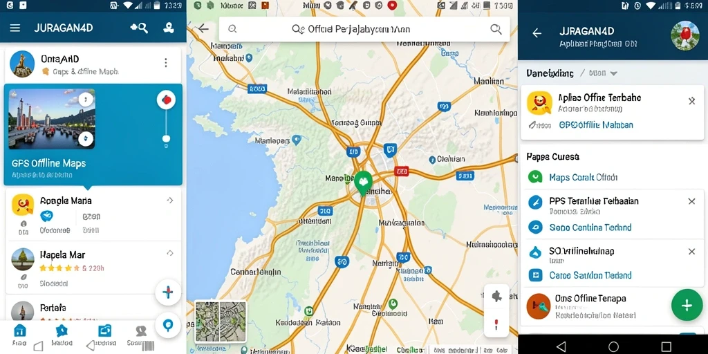 Tampilan antarmuka JURAGAN4D dengan fitur GPS Offline Maps yang intuitif.