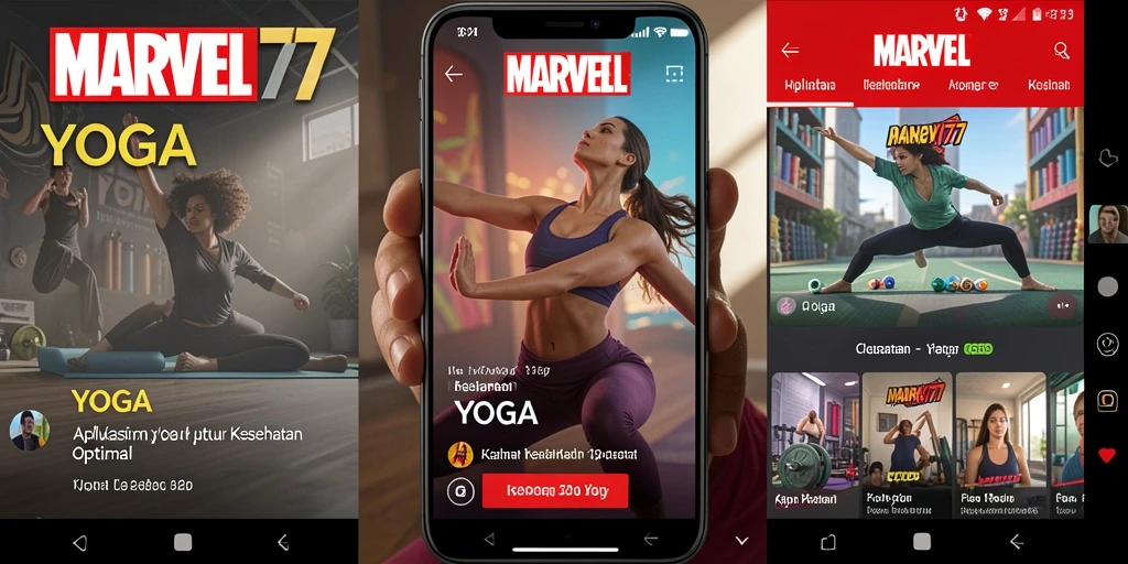 Tampilan aplikasi MARVEL77 dengan menu latihan yoga yang menarik.