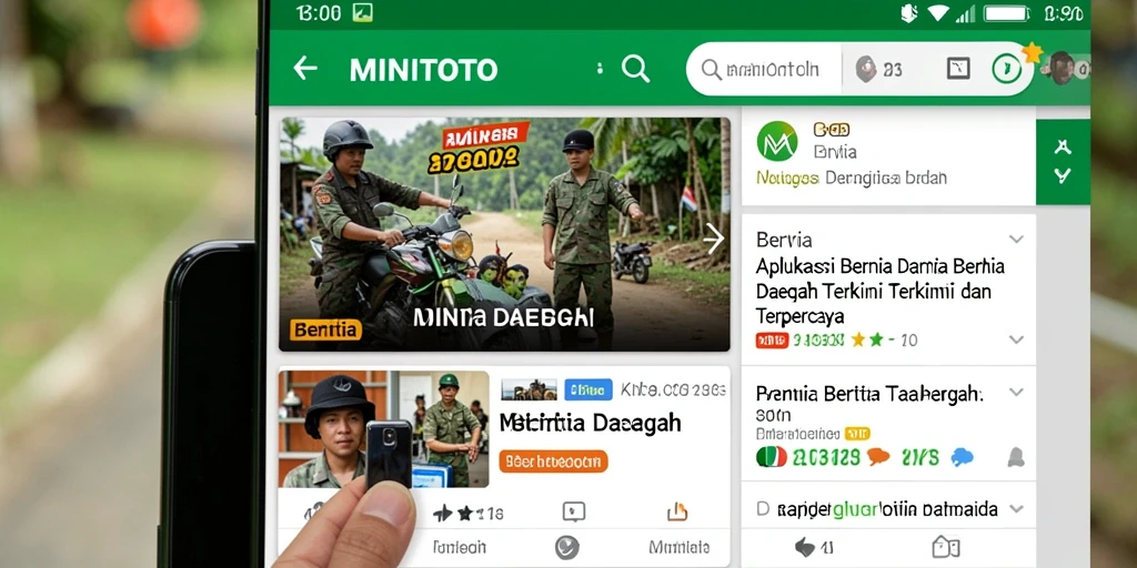 Tampilan antarmuka aplikasi MINITOTO untuk berita daerah.