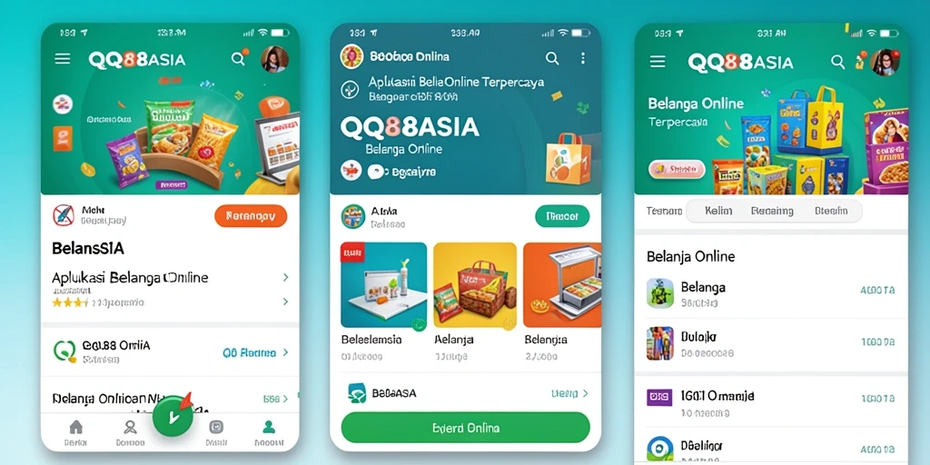 Tampilan antarmuka aplikasi QQ88ASIA untuk Belanja Online.