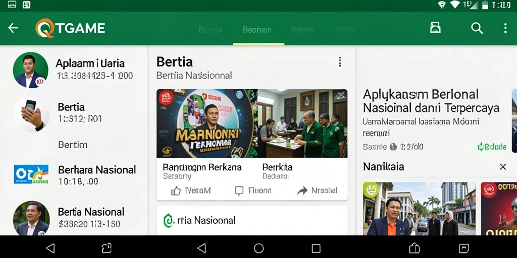 Antarmuka aplikasi QTGAME yang menampilkan berita nasional.