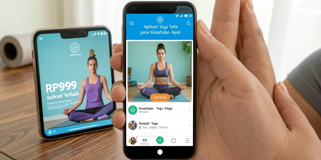 Antarmuka aplikasi Yoga RR999 dengan panduan latihan yang interaktif.